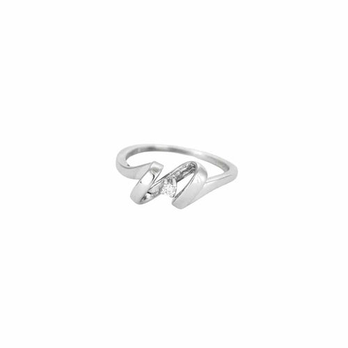 Bague 56 Bague mouvementée en or blanc sertie d’un diamant taille brillant 58 Facettes LP1112/13