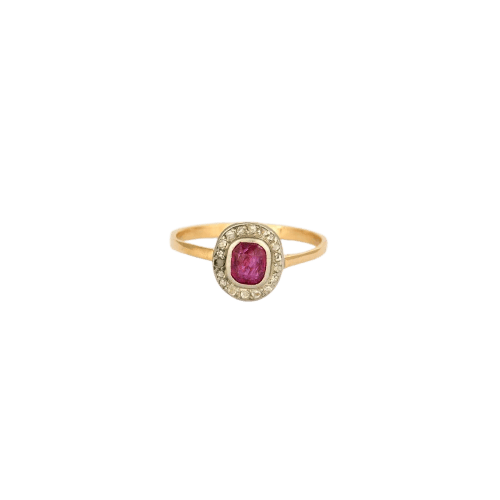 Bague 56 Bague - rubis et diamants en or jaune et blanc 58 Facettes LP1111/13