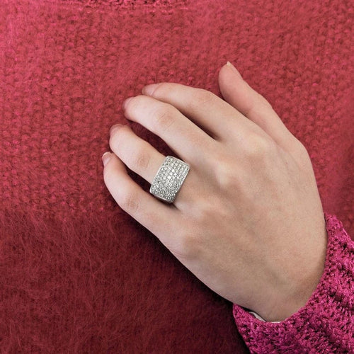 Bague 50 Bague Tank en or blanc 750 sertie de diamants 58 Facettes LP1075/13