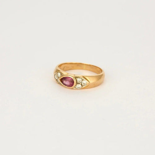 Bague 52 Bague jonc en or jaune 750 avec saphir rose et diamants 58 Facettes LP1109/13
