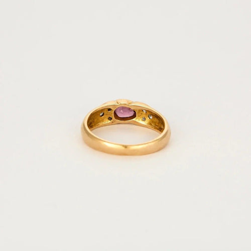Bague 52 Bague jonc en or jaune 750 avec saphir rose et diamants 58 Facettes LP1109/13