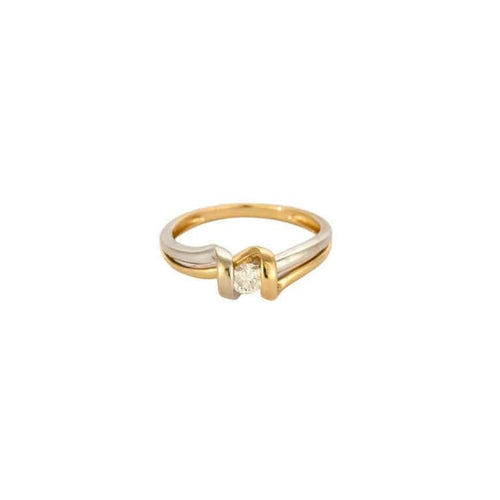 Bague 55 Bague solitaire nœud en or jaune et blanc 18 carats avec diamant 58 Facettes LP1297/11