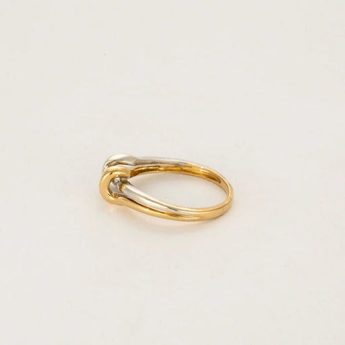 Bague 55 Bague solitaire nœud en or jaune et blanc 18 carats avec diamant 58 Facettes LP1297/11