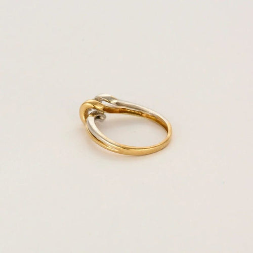 Bague 55 Bague solitaire nœud en or jaune et blanc 18 carats avec diamant 58 Facettes LP1297/11