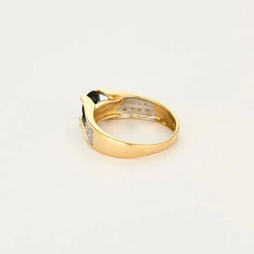 Bague 56 Bague en or jaune et blanc 18 carats avec saphir et diamants 58 Facettes LP1241/11
