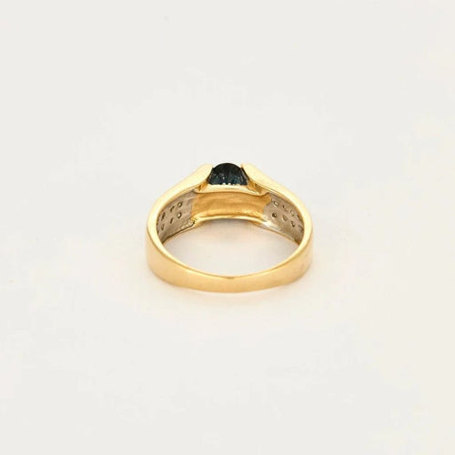 Bague 56 Bague en or jaune et blanc 18 carats avec saphir et diamants 58 Facettes LP1241/11