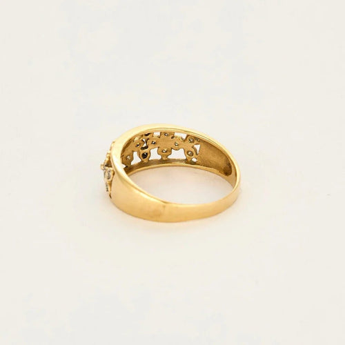 Bague 58 Bague jonc motif floral en or jaune 18K et diamants 58 Facettes LP1204/11