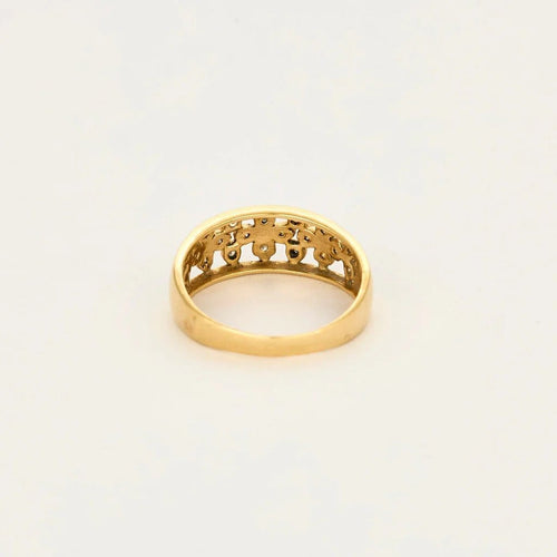 Bague 58 Bague jonc motif floral en or jaune 18K et diamants 58 Facettes LP1204/11