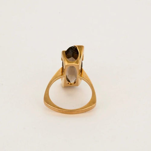 Bague 52.5 Art déco - Bague en or jaune 18 carats et quartz fumé 58 Facettes LP1151