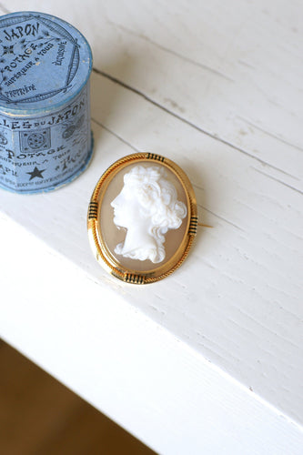 Broche Broche ancienne en or jaune et camée agate 58 Facettes