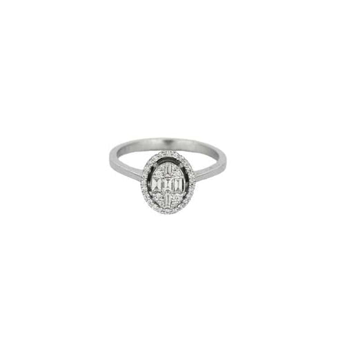 Bague 54 Solitaire halo - Bague en or blanc 18 carats et diamants 58 Facettes LP1286/11