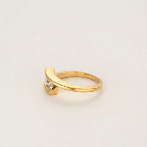 Bague 56.5 Bague d’union en or jaune 18K et 3 diamants 58 Facettes LP1348/11