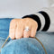 Bague 52.5 Bague jonc en or jaune 585 avec perles de culture et rubis 58 Facettes LP1267/BET