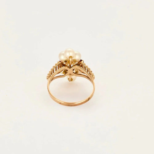 Bague 52.5 Bague jonc en or jaune 585 avec perles de culture et rubis 58 Facettes LP1267/BET