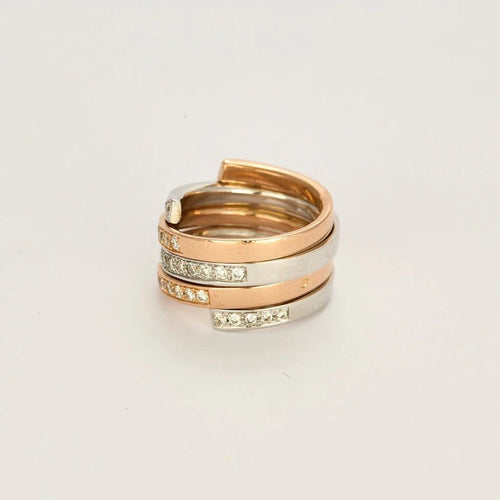 Bague 52 Bague L'Interminable en or rose et blanc avec diamants 58 Facettes LP1187