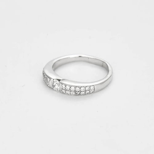 Bague 58.5 Alliance en or blanc 585/1000 et diamants 58 Facettes LP1146