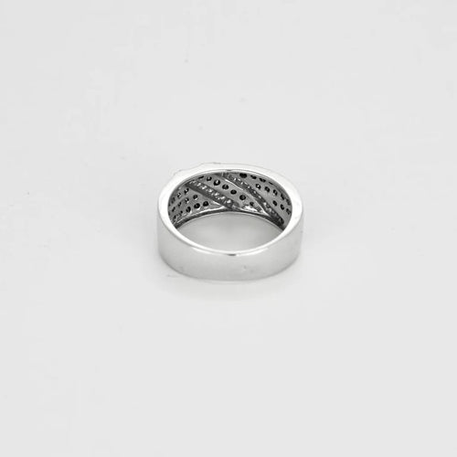 Bague 51.5 Bague bandeau en or blanc sertie de diamants noirs 58 Facettes LP1149