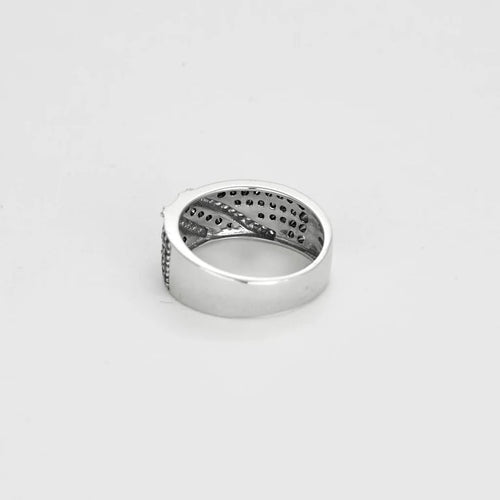 Bague 51.5 Bague bandeau en or blanc sertie de diamants noirs 58 Facettes LP1149