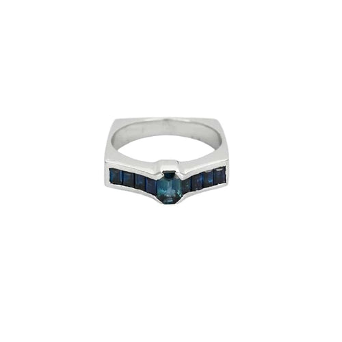 Bague 54 Bague bandeau Prestige en or blanc 18K et saphirs 58 Facettes LP1175