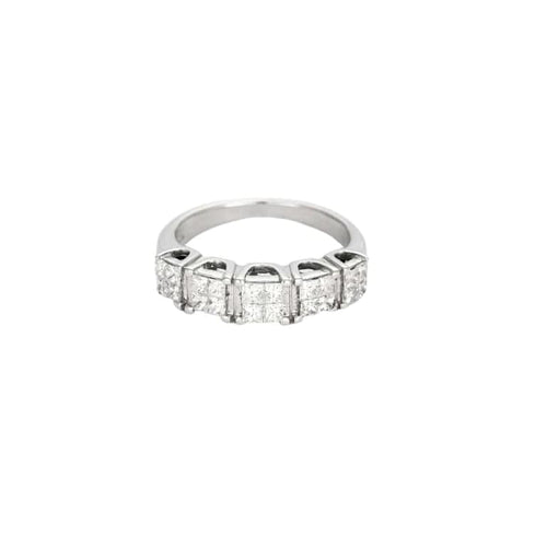 Bague 49.5 Bague en or blanc 585 et diamants taille princesse 58 Facettes LP264/13