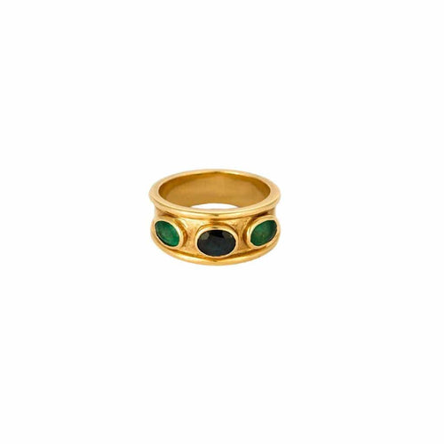 Bague 50 Ciel et Nature - Bague en or jaune 750, saphir et émeraudes 58 Facettes LP1227/15