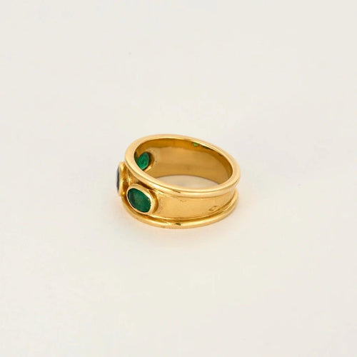 Bague 50 Ciel et Nature - Bague en or jaune 750, saphir et émeraudes 58 Facettes LP1227/15