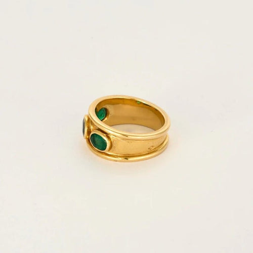 Bague 50 Ciel et Nature - Bague en or jaune 750, saphir et émeraudes 58 Facettes LP1227/15
