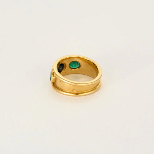 Bague 50 Ciel et Nature - Bague en or jaune 750, saphir et émeraudes 58 Facettes LP1227/15