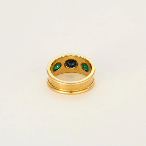 Bague 50 Ciel et Nature - Bague en or jaune 750, saphir et émeraudes 58 Facettes LP1227/15