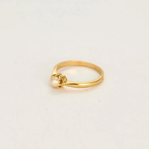 Bague 54 Bague solitaire jonc en or jaune 750 sertie d’une perle de culture 58 Facettes LP1271/BET