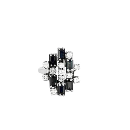 Bague 50 Bague style Art déco en or blanc 750, saphirs et diamants 58 Facettes LP1243/11
