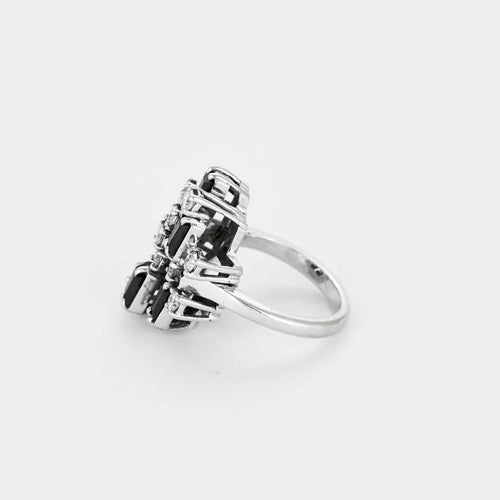 Bague 50 Bague style Art déco en or blanc 750, saphirs et diamants 58 Facettes LP1243/11