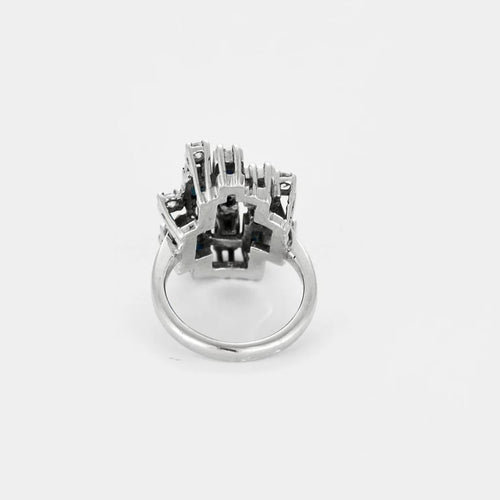 Bague 50 Bague style Art déco en or blanc 750, saphirs et diamants 58 Facettes LP1243/11