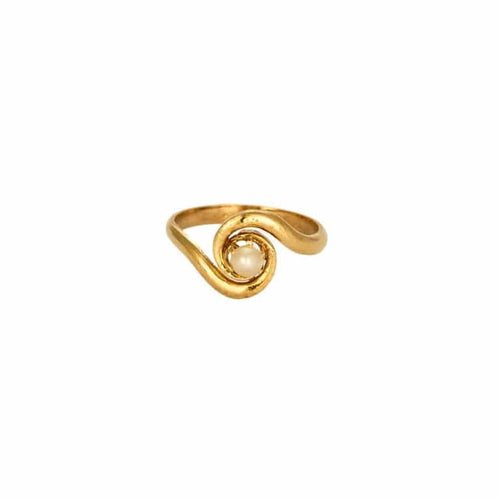 Bague 53.5 Bague Tourbillon - Bague jonc ondulé en or jaune 750 avec perle 58 Facettes LP1258/BET