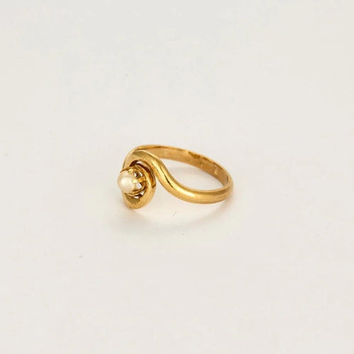 Bague 53.5 Bague Tourbillon - Bague jonc ondulé en or jaune 750 avec perle 58 Facettes LP1258/BET