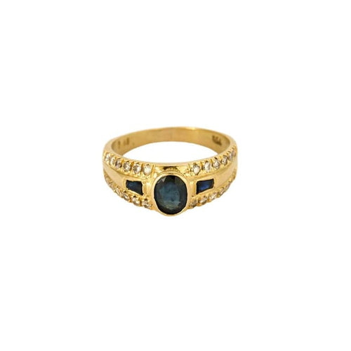 Bague 57 Bague jonc en or jaune 750 sertie de diamants et saphirs 58 Facettes LP1294/13