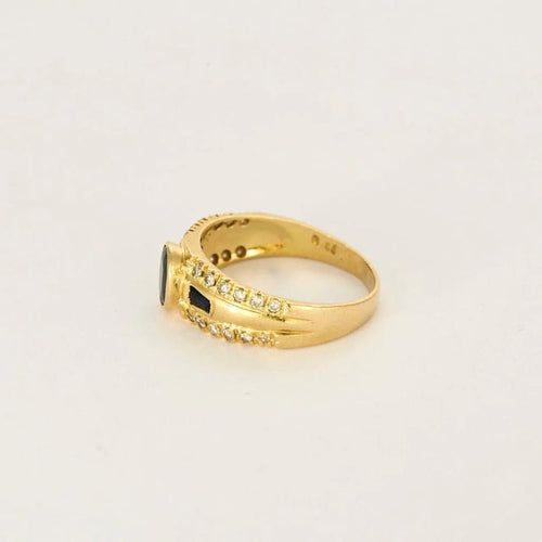Bague 57 Bague jonc en or jaune 750 sertie de diamants et saphirs 58 Facettes LP1294/13