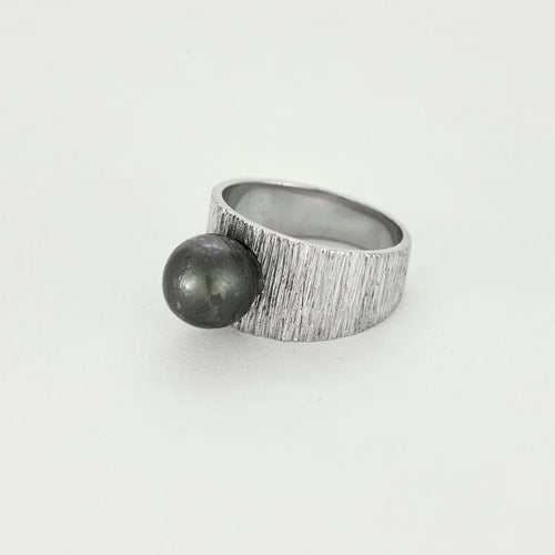 Bague 49 Bague jonc en or blanc 18 carats avec perle d’Akoya 58 Facettes LP1226/14