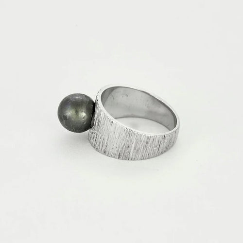 Bague 49 Bague jonc en or blanc 18 carats avec perle d’Akoya 58 Facettes LP1226/14