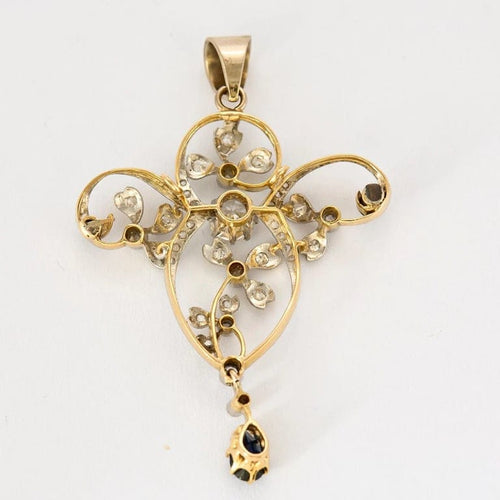 Pendentif Pendentif napoléonien - Croix en deux ors, saphir et diamants 58 Facettes LP1176