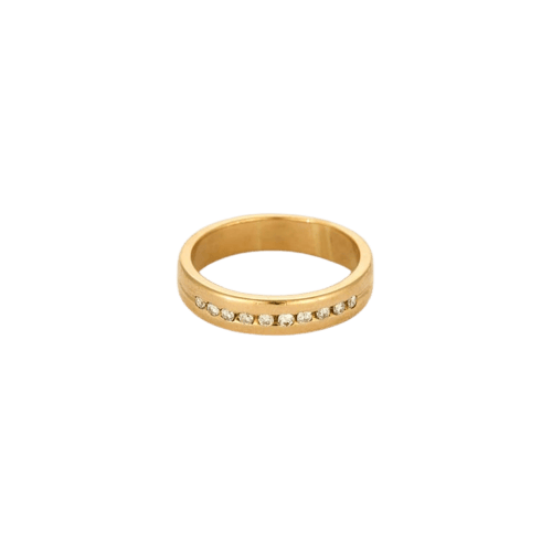 Bague 59 Alliance double jonc en or jaune 18 carats et diamants 58 Facettes LP1150