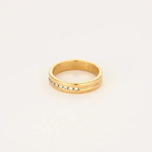 Bague 59 Alliance double jonc en or jaune 18 carats et diamants 58 Facettes LP1150