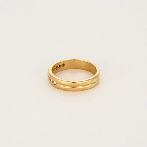 Bague 59 Alliance double jonc en or jaune 18 carats et diamants 58 Facettes LP1150