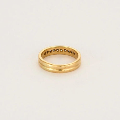 Bague 59 Alliance double jonc en or jaune 18 carats et diamants 58 Facettes LP1150