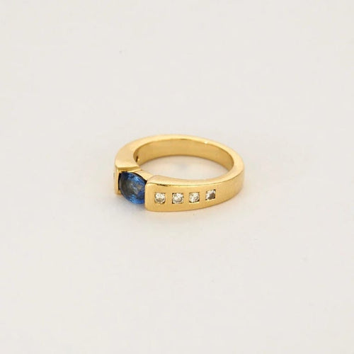 Bague 53.5 Bague jonc en or jaune 18 carats avec saphir et diamants 58 Facettes LP1224/10