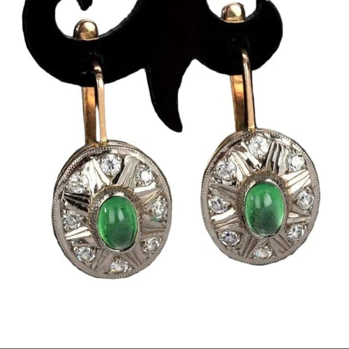 Boucles d'oreilles Boucles d'oreilles rosace anciennes en or 14 carats et tsavorites 58 Facettes 9715A
