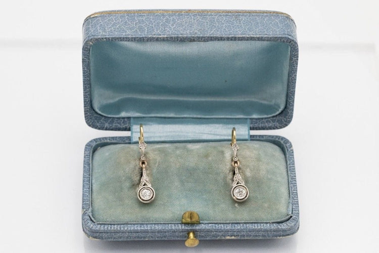 Boucles d'oreilles Boucles d'oreilles anciennes en or jaune, platine et diamants 58 Facettes 10505