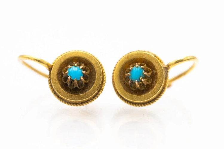 Boucles d'oreilles Boucles d'oreilles en or jaune 14 carats avec turquoises 58 Facettes 11243
