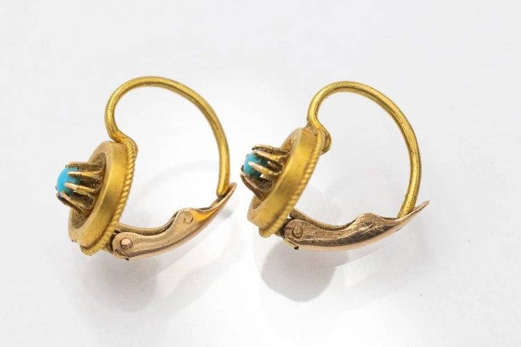 Boucles d'oreilles Boucles d'oreilles en or jaune 14 carats avec turquoises 58 Facettes 11243