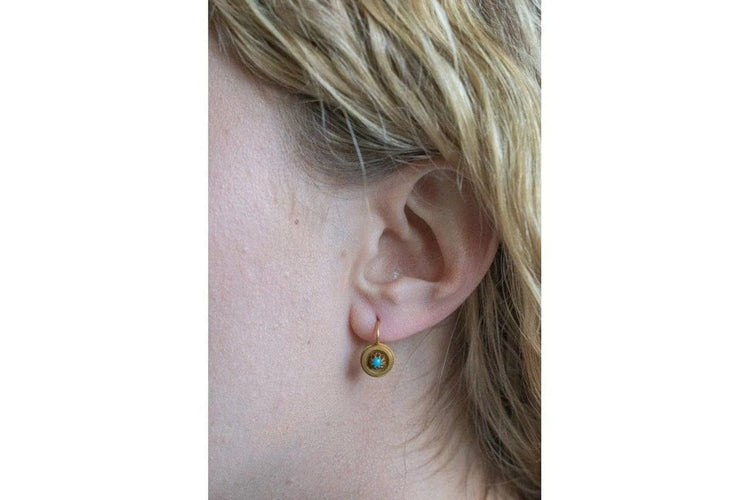 Boucles d'oreilles Boucles d'oreilles en or jaune 14 carats avec turquoises 58 Facettes 11243